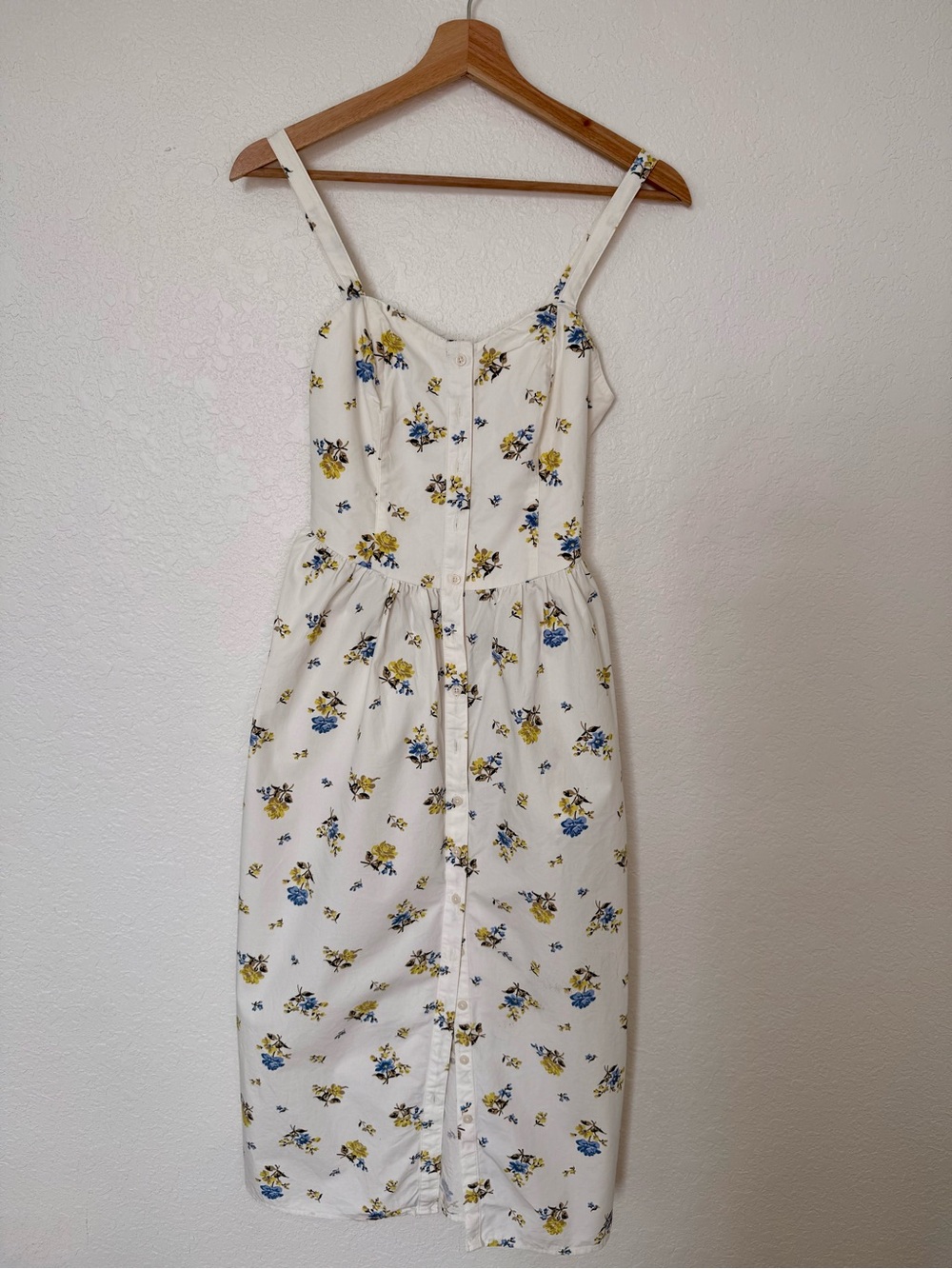 Levi's Cream Midi Dress with Blue & Yellow Floral Print